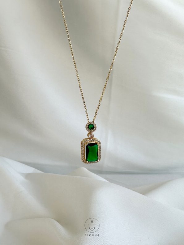 green rectangular necklace