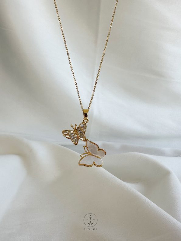 white butterfly necklace