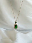 green rectangular necklace