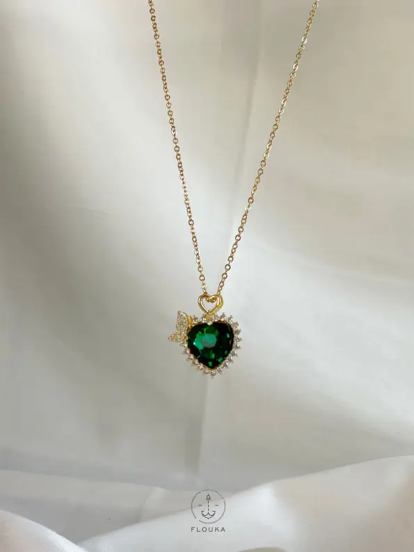 Green heart necklace