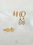white earrings set