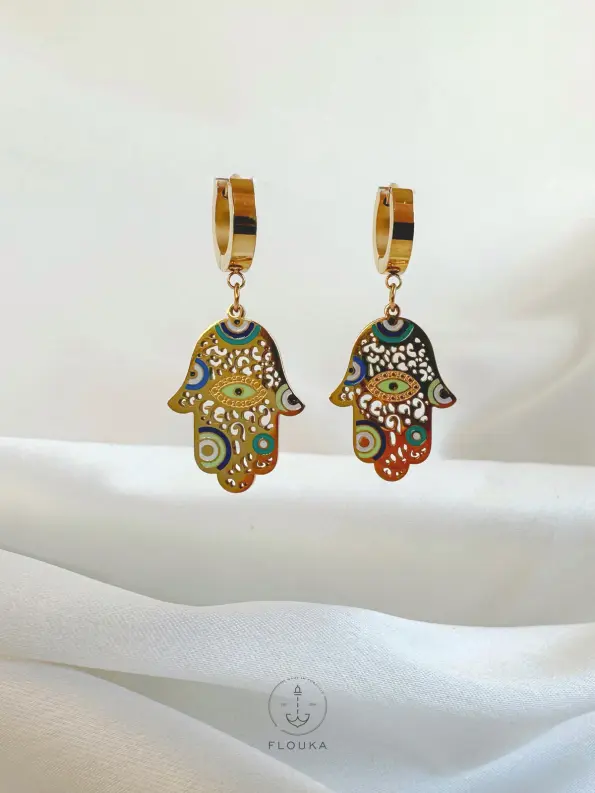 colour palm earrings