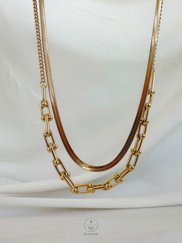 double layer gold necklace