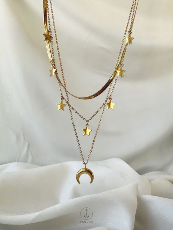 3 layers gold necklace