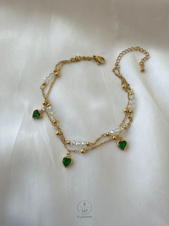 green heart anklet