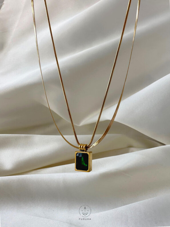 double layer green necklace