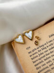 white crazy heart earrings