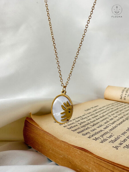 half white sun necklace