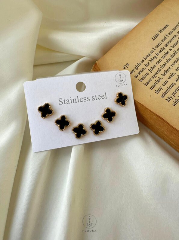 black vancleef earrings set