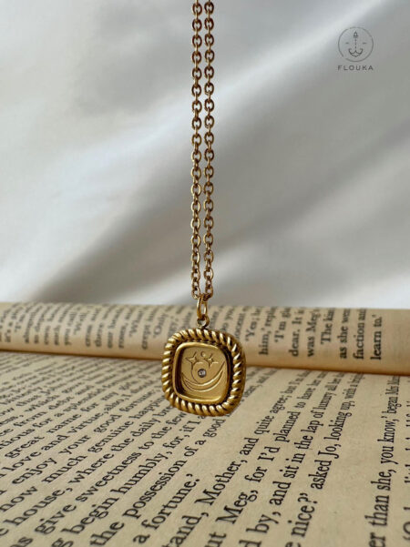 square crescent moon necklace