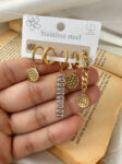 gold card earrings