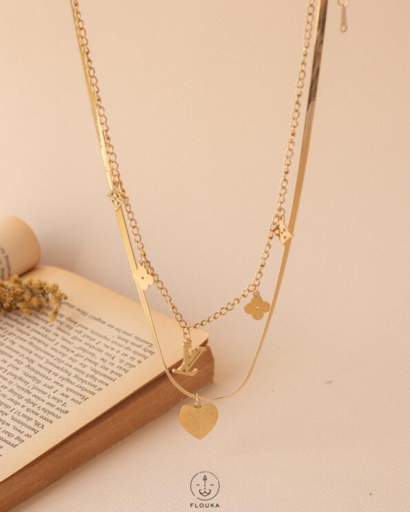 double layer heart necklace