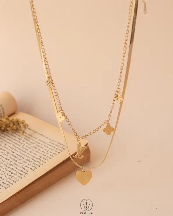 double layer heart necklace