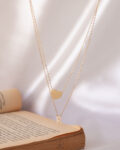 double layer heart R necklace