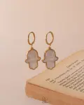 double face white palm earrings