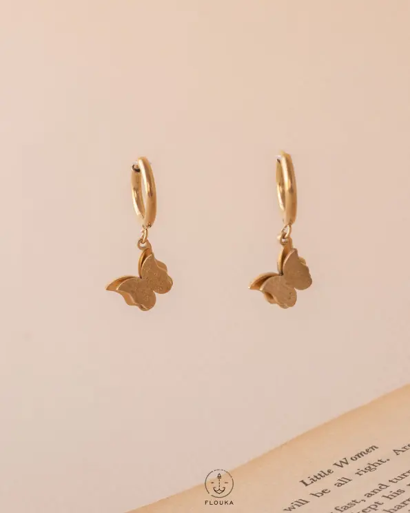 gold butterfly takka earrings