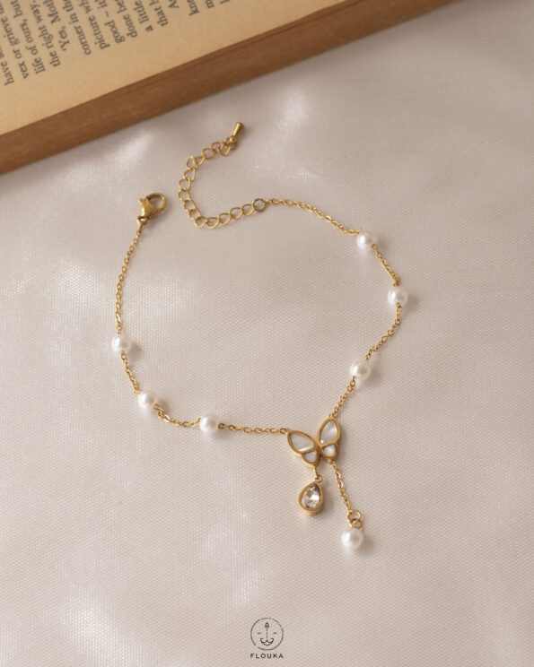 white butterfly anklet