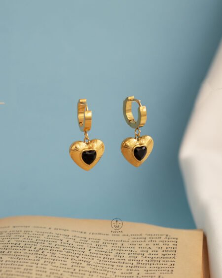 black gold heart earrings