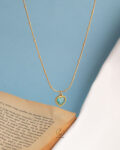 baby blue cat eye heart necklace