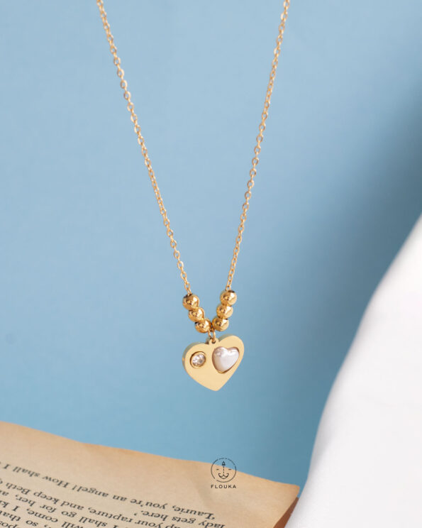 pearl white heart necklace