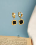 square black bulgari earrings