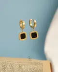 square black bulgari earrings