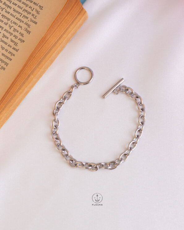 basic silver bracelet T lock