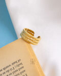 triple rope free size gold ring