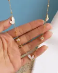 three white hearts necklace