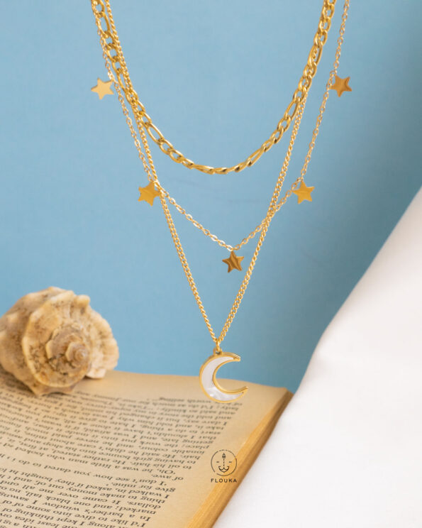 3 layers gold necklace