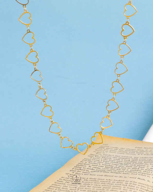 many gold heart necklace