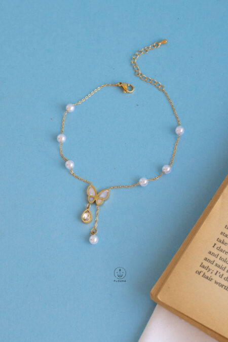 pearl butterfly anklet