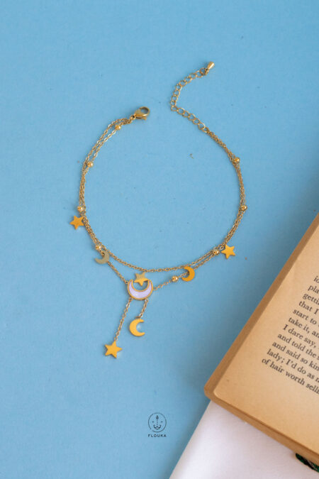 Moon stars anklet