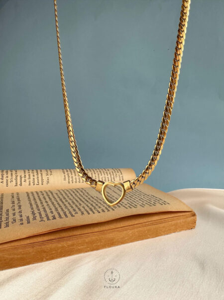 trendy heart gold short necklace