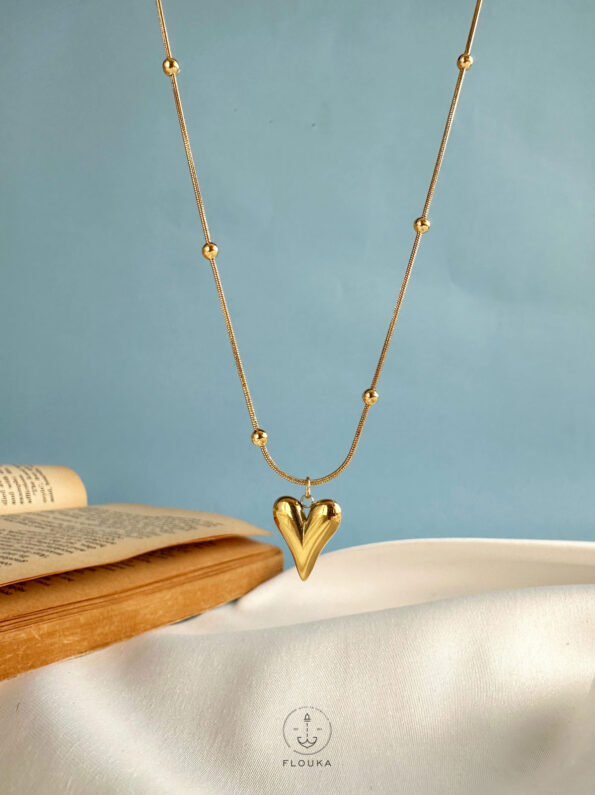 kind heart with balls necklace