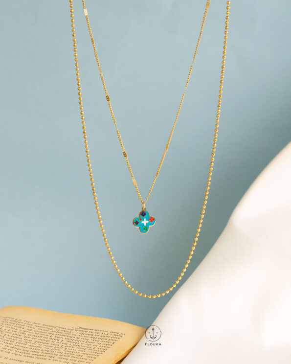 double layer blue lv necklace