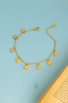 gold flower anklet with white point