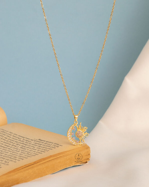 lavunder crescent sun necklace