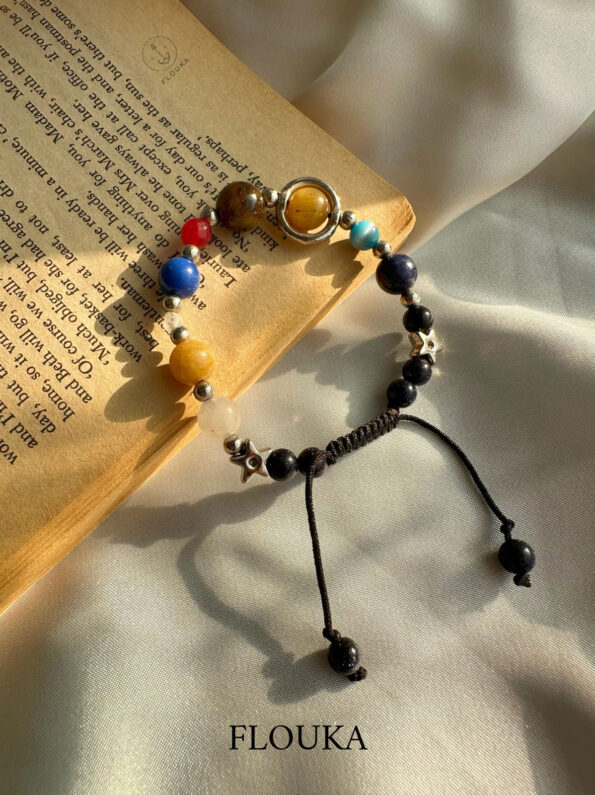 silver plated solar system bracelet