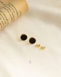 black onyx gold earings