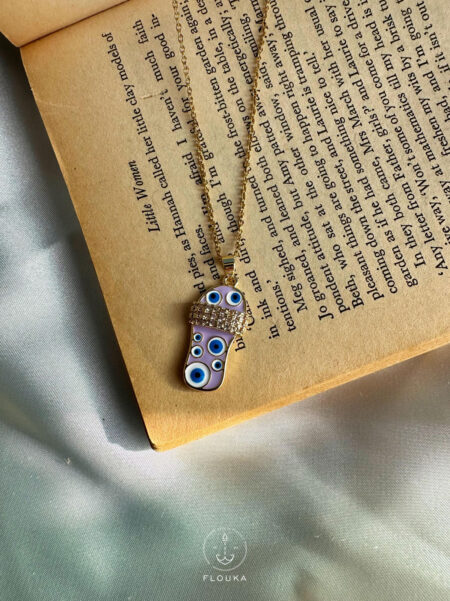 lavander slipper eye necklace