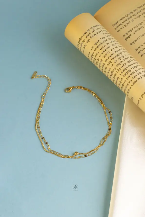 basic double layer gold anklet
