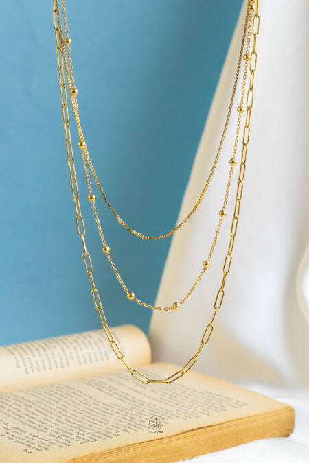 three layers gold necklace