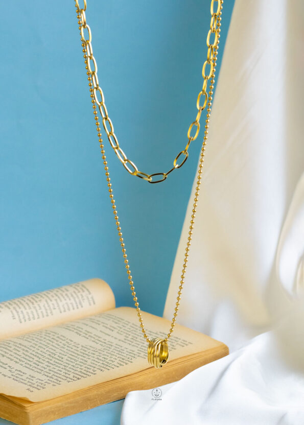 double layer chains gold necklace