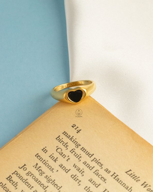 black heart gold ring