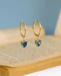 blue heart gold earrings