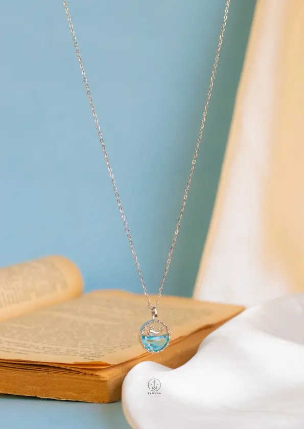silver blue whale necklace