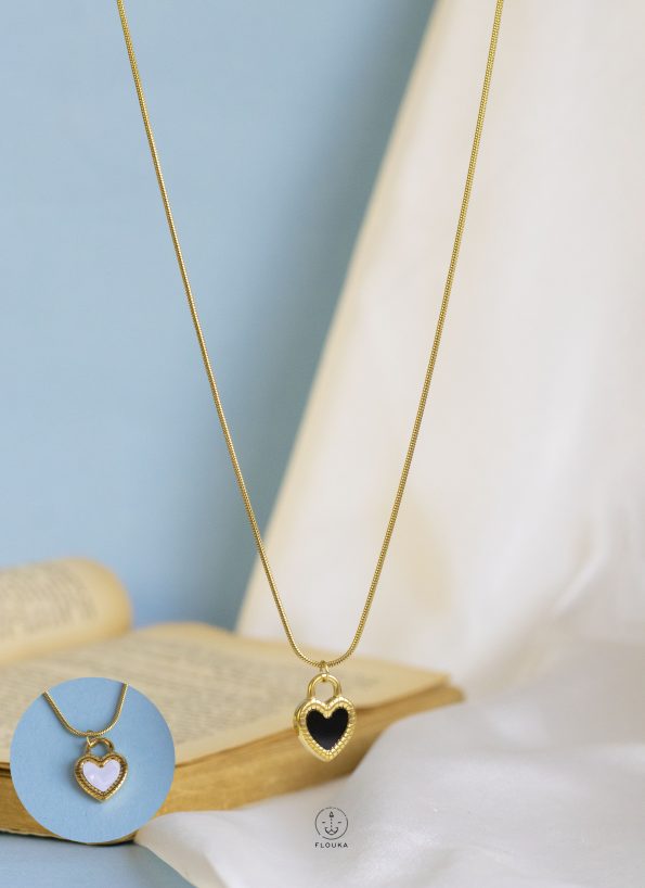 double face mouse heart necklace