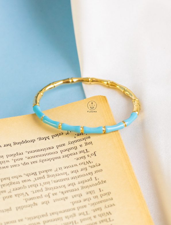 baby blue gold bone bracelet