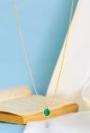 green tiny cat eye necklace